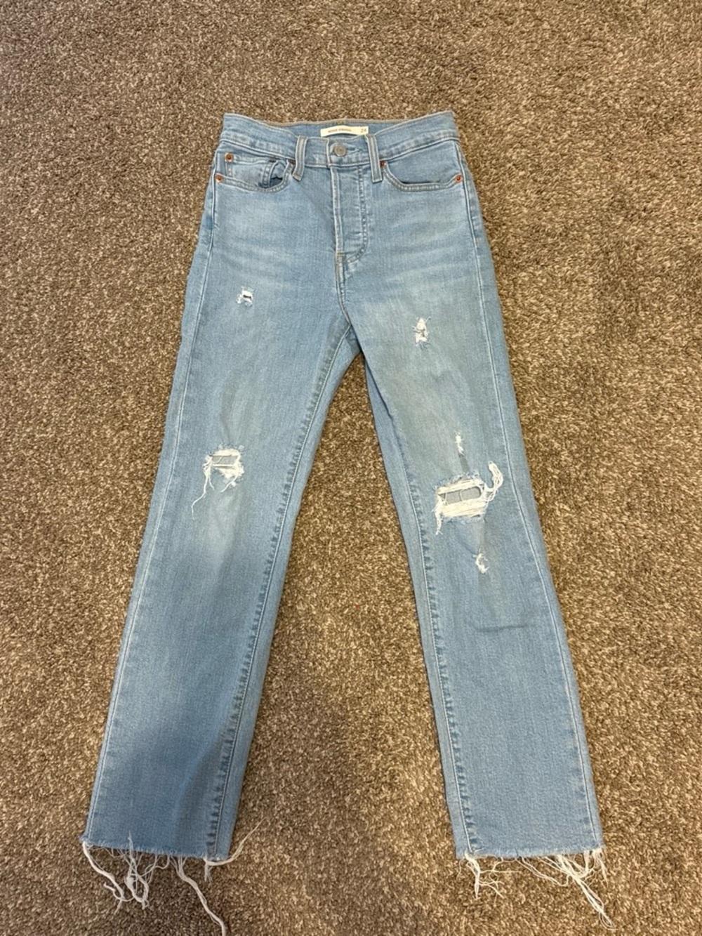 Levis Wedgie Straight Light Wash Distressed Straight-Leg Women’s Jeans